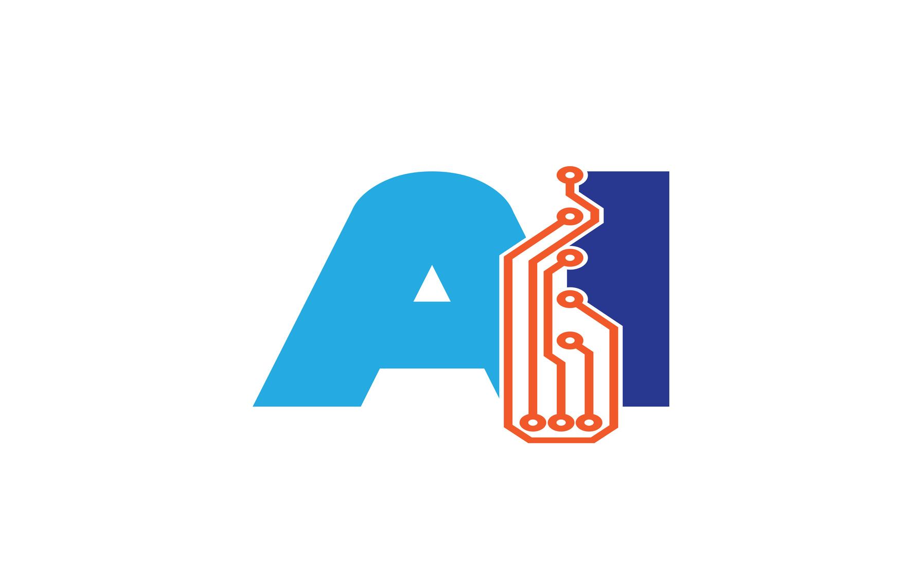 Lettres du sigle AI en 2 couleurs bleues